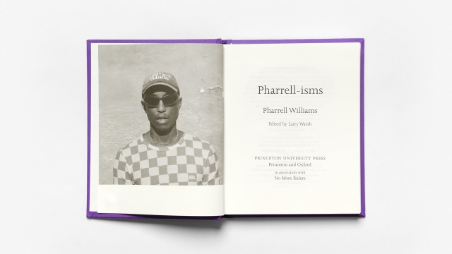 Pharrell-isms - black and white portrait of Pharrell and facing title page